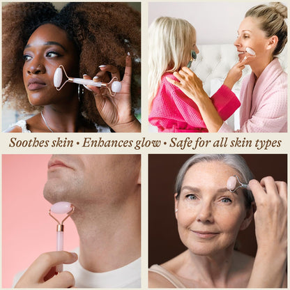 Rose Quartz Face Roller - Relaxation Gifts for Women, Stocking Stuffers for Teenage Girls & Her, Massager Skin Care Tools for Fine Lines and Wrinkles, Beauty Gift Ideas, Self Care Facial Tool