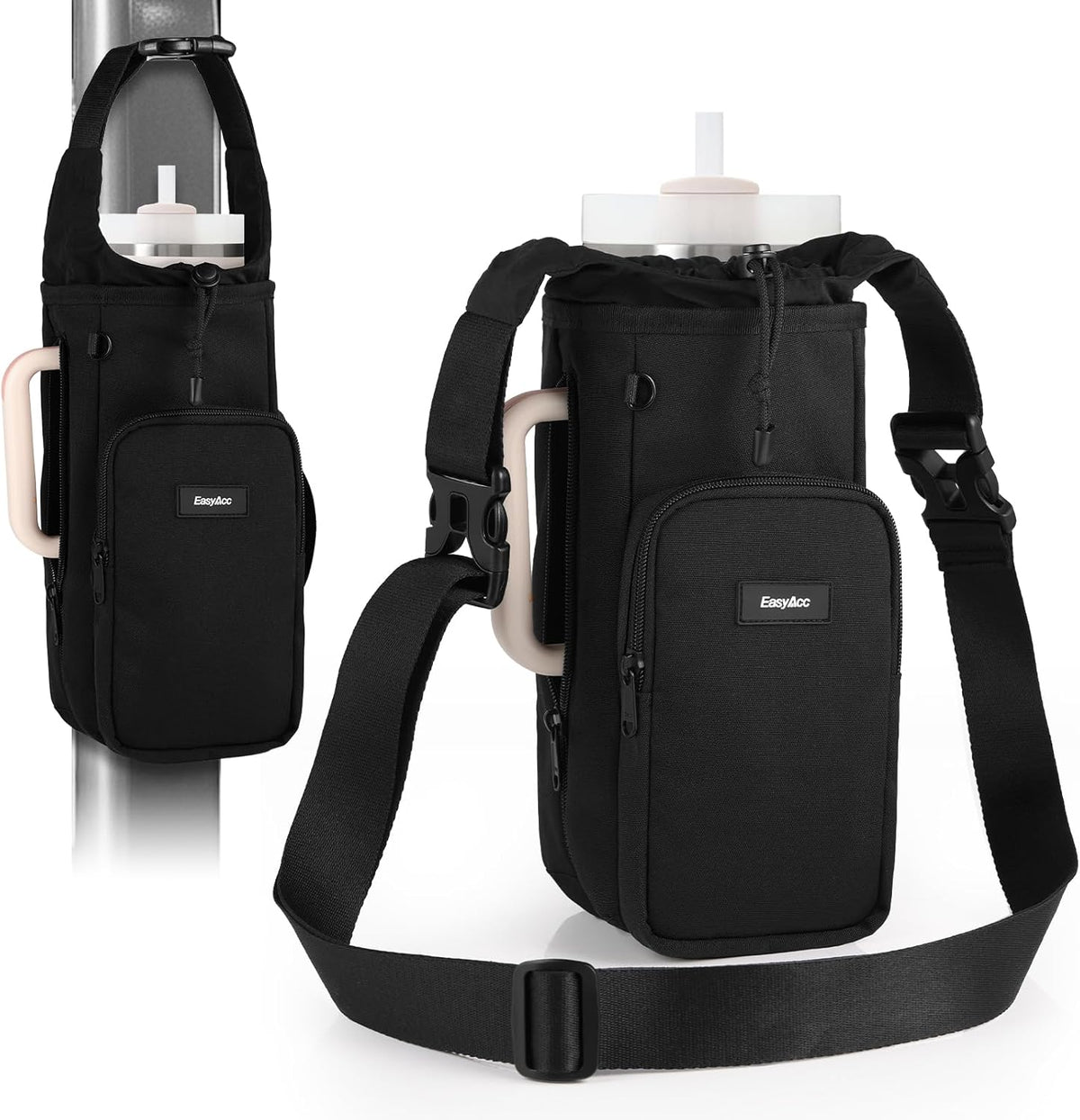 Magnetic Gym Bag Water Bottle Carrier Holder Bag, Gym Accessories for Men Women, 5 Built-In Magnets, Phone Pockets, Shoulder Strap, Accessories Organizer for Travel, Work, Fitness